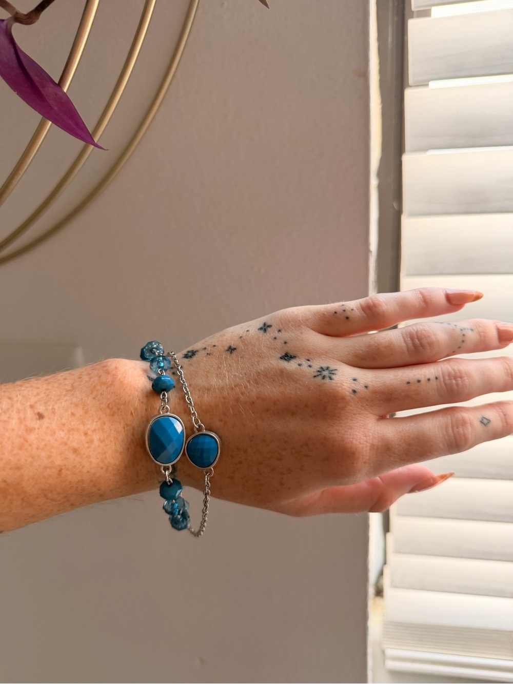 Blue Stone Double-Chain Bracelet - Women's Jewelry